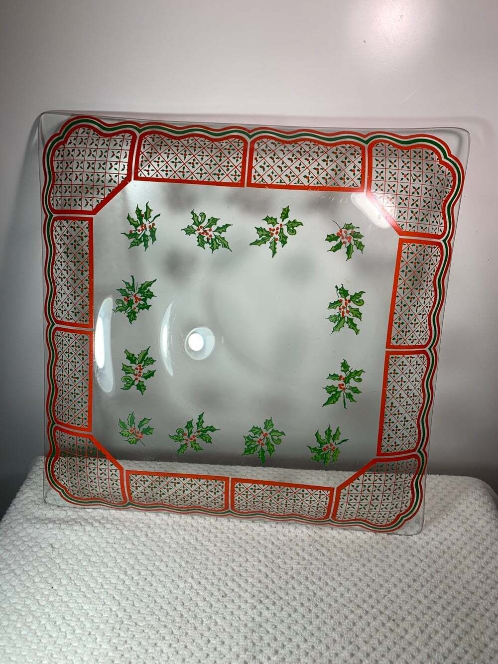 Decorative Glass Christmas Tray